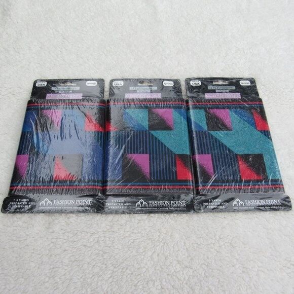 80s Wallpaper Border Performance by Springs Coordinated Borders USA 3-Pack - Picture 2 of 13